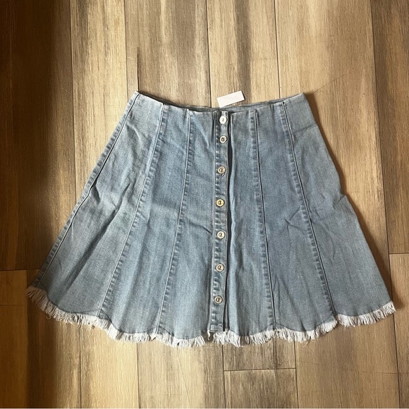 Jealous Tomato Blue Button-Front Skater Skirt - Picture 1 of 3